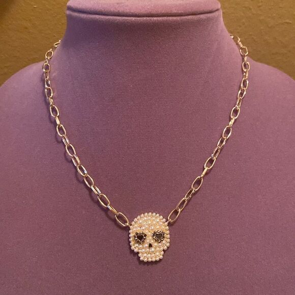 Baublebar Pearl Skull Necklace - Picture 1 of 5